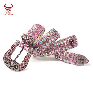 Occidental cinturones con estrás correa de las mujeres de la moda colorido tachonado cráneo Bling de moda cinturón rosado BB <span class=keywords><strong>Simon</strong></span> - Product Image 3