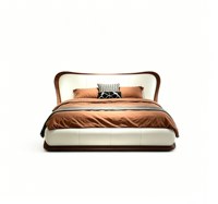Lit en cuir véritable de style italien de luxe, meubles modernes pour chambre principale, lit double capitonné de taille king avec accents métalliques