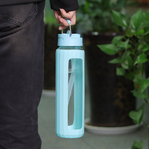 Bouteilles d'eau en <span class=keywords><strong>verre</strong></span> 32 oz-<span class=keywords><strong>Bouteille</strong></span> d'eau en <span class=keywords><strong>verre</strong></span> de <span class=keywords><strong>1</strong></span> <span class=keywords><strong>litre</strong></span> facile à transporter avec manchon en silicone, paille et <span class=keywords><strong>1</strong></span> couvercle sans BPA - Product Image 5