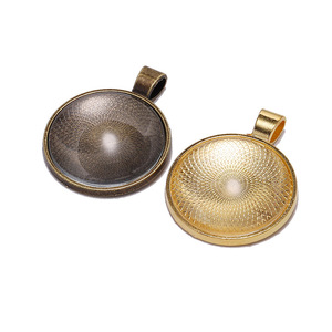 Base de pendentif ronde en alliage de zinc de 25mm avec plaque de verre pour la fabrication de colliers, accessoire de bijoux à faire soi-même - Product Image 2
