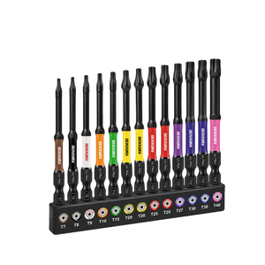 GEINXURN Jeu de 27 embouts magnétiques <span class=keywords><strong>Torx</strong></span> Ultra de 75 mm, outils à main, embouts codés par couleur T7-T40, support en acier industriel - Product Image 1