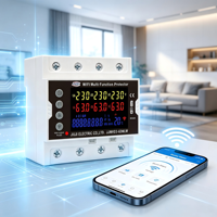 Protecteur triphasé à réinitialisation automatique JIUJI 80A, montage sur rail DIN, AC80-300V, moniteur d'énergie LCD, RS485, protection contre la surchauffe et l'inéquilibre
