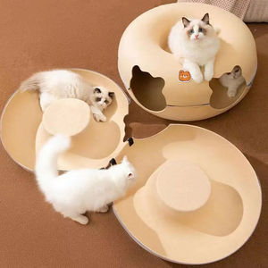 Cama Túnel para Gatos de Diseño de Coco Grande de Alta Calidad Personalizada, Cama de Fieltro Pequeña Tipo Donut para Gatos con Estampado Animal, Cama Sostenible Personalizada para Mascotas - Product Image 4