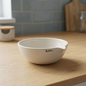 Bac d'évaporation en porcelaine émaillée blanche à fond rond avec germeur, 60 ml, diamètre 74 mm, hauteur 30 mm, OEM UNI-Sci - Product Image 3