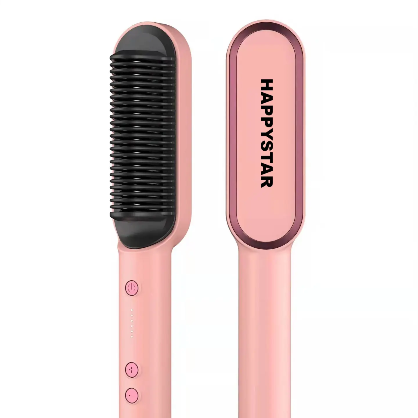 Haar glätter Wärme bürste 2 in 1 Keramik Ionen glättung und Locken wickler Bürste Pink Electric Hot Hairbrush