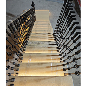<span class=keywords><strong>Escalier</strong></span> droit <span class=keywords><strong>en</strong></span> acier à monopoutre avec marches <span class=keywords><strong>en</strong></span> bois et garde-corps <span class=keywords><strong>en</strong></span> fer forgé pour intérieur, fabrication chinoise - Product Image 3