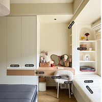 Armoire sur mesure avec bureau intégré, unité de rangement murale complète moderne pour chambre à coucher