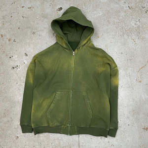 Sudadera con capucha estampada desgastada lavada con ácido de gran tamaño, ropa de calle con logotipo personalizado, sudaderas con capucha vintage de algodón para hombre - Product Image 5