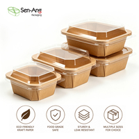 Boîte à bento en papier kraft jetable SenAng pour plats à emporter avec couvercle à clipser
