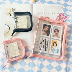 A5 A6 A7 A8 dây kéo chất kết dính rõ ràng <span class=keywords><strong>PVC</strong></span> máy tính xách tay Bìa bảo vệ 6 vòng Kpop photocards Album ảnh long lanh thư mục kế hoạch tổ chức - Product Image 4