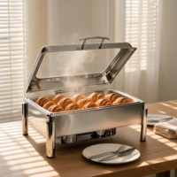 Hochwertiger Rechteckiger Chafing Dish, Großvolumiges Catering-Equipment, Kommerzieller Chafing Dish Buffet-Server für Partys und Events