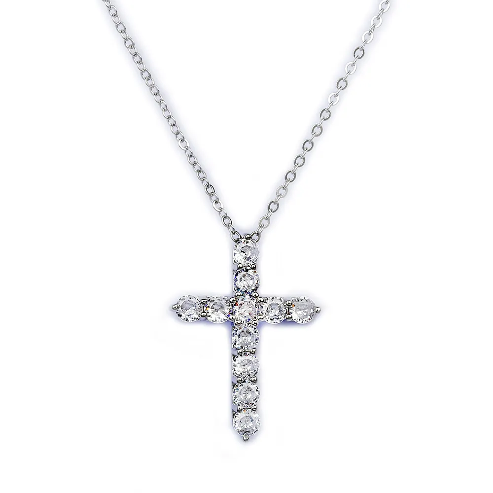 Hot Sale Fashionable Jewelry KYNL082 Crucifix Shape Shine Zircon Custom Necklaces For Women