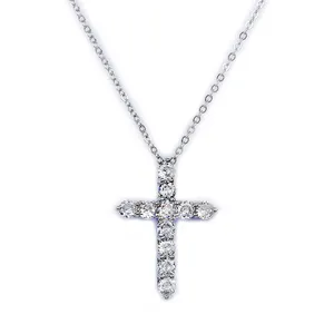 Hot Sale Fashionable Jewelry KYNL082 Crucifix Shape Shine Zircon Custom Necklaces For Women