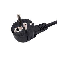 Câble d'alimentation CA européen homologué VDE REACH, CEE 7/7 Euro 16A 250V, prise Schuko angulaire à 3 broches, conducteur en cuivre pur, 1,5 m