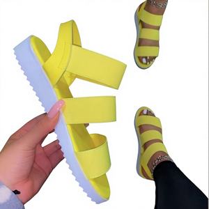 Nouvelles sandales d'été décontractées pour femmes à talon compensé, bout ouvert, respirantes, légères, avec fermeture élastique, taille 43 - Product Image 1