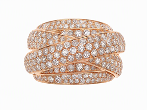 Bague en diamant naturel, or 18 carats, bijou de luxe pour femme, triple bande croisée, or massif 18 carats, pour un usage quotidien - Product Image 1