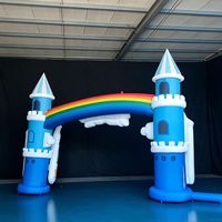 Arco Inflable Gigante Personalizado con Pancarta de Arcoíris y Personajes de Dibujos Animados para Parques Acuáticos y Entradas de Áreas de Juegos Infantiles