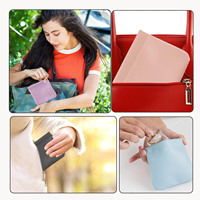 Pochette de maquillage étanche en cuir PU avec clip magnétique à fermeture automatique Mini sac de rangement de voyage sac à cosmétiques