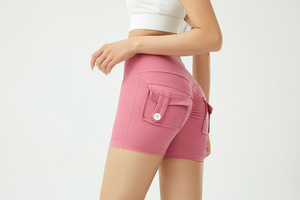 2024 verano personalizado mujer Yoga entrenamiento Cargo Booty Shorts con bolsillos cintura alta Scrunch Butt Cargo Shorts para mujeres - Product Image 4