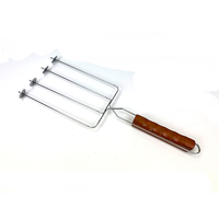 DaS Offre Spéciale : Kit de 4 Brochettes en Acier Inoxydable pour Découpe de Dinde avec Manche en Bois pour Barbecue