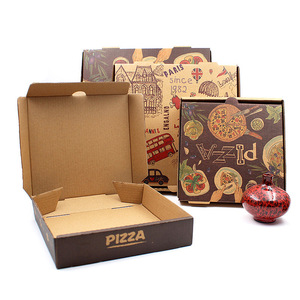 Nhà Máy Trực Tiếp Takeaway Cấp Thực Phẩm Hộp Bánh Pizza Biểu Tượng Tùy Chỉnh Gấp Thiết Kế Cán Bóng Hạt Dập Nổi Varnishing Handiling - Product Image 5