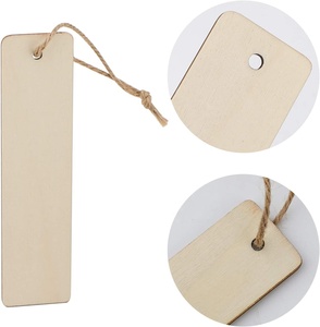 Marcapáginas <span class=keywords><strong>de</strong></span> madera en blanco sin terminar, etiquetas colgantes <span class=keywords><strong>de</strong></span> regalo <span class=keywords><strong>de</strong></span> madera con agujeros para libros, Navidad, boda, cumpleaños, tarjetas DIY - Product Image 3