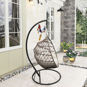 Fauteuil suspendu œuf de qualité supérieure pour l'extérieur avec coussin à séchage rapide en rotin – Pieds et support inclus - Product Image 3