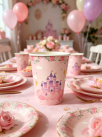 Vaisselle de fête sur le thème de la princesse, château, vaisselle jetable en papier, décoration de fête, vaisselle de fête d'anniversaire