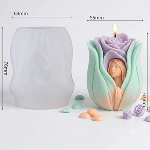 Moule en silicone 3D Fleur Rose Déesse, <span class=keywords><strong>Buste</strong></span> de <span class=keywords><strong>Femme</strong></span>, Portrait de Fille Tulipe, pour Bougies, Cire, Résine et Savon, Outils de Fabrication Artisanale - Product Image 2