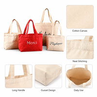 Sac fourre-tout mini en toile imprimée Merci, écologique et réutilisable, en coton, pour femmes, étudiantes, déjeuner, shopping, cadeau