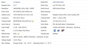 LM315WR6-SSA1 32 Inch Industrial LCD <b>Panel</b> UHD 3840*2160 Resolution 400nits Medical Screen Monitor <b>Display</b> - Product Image 2