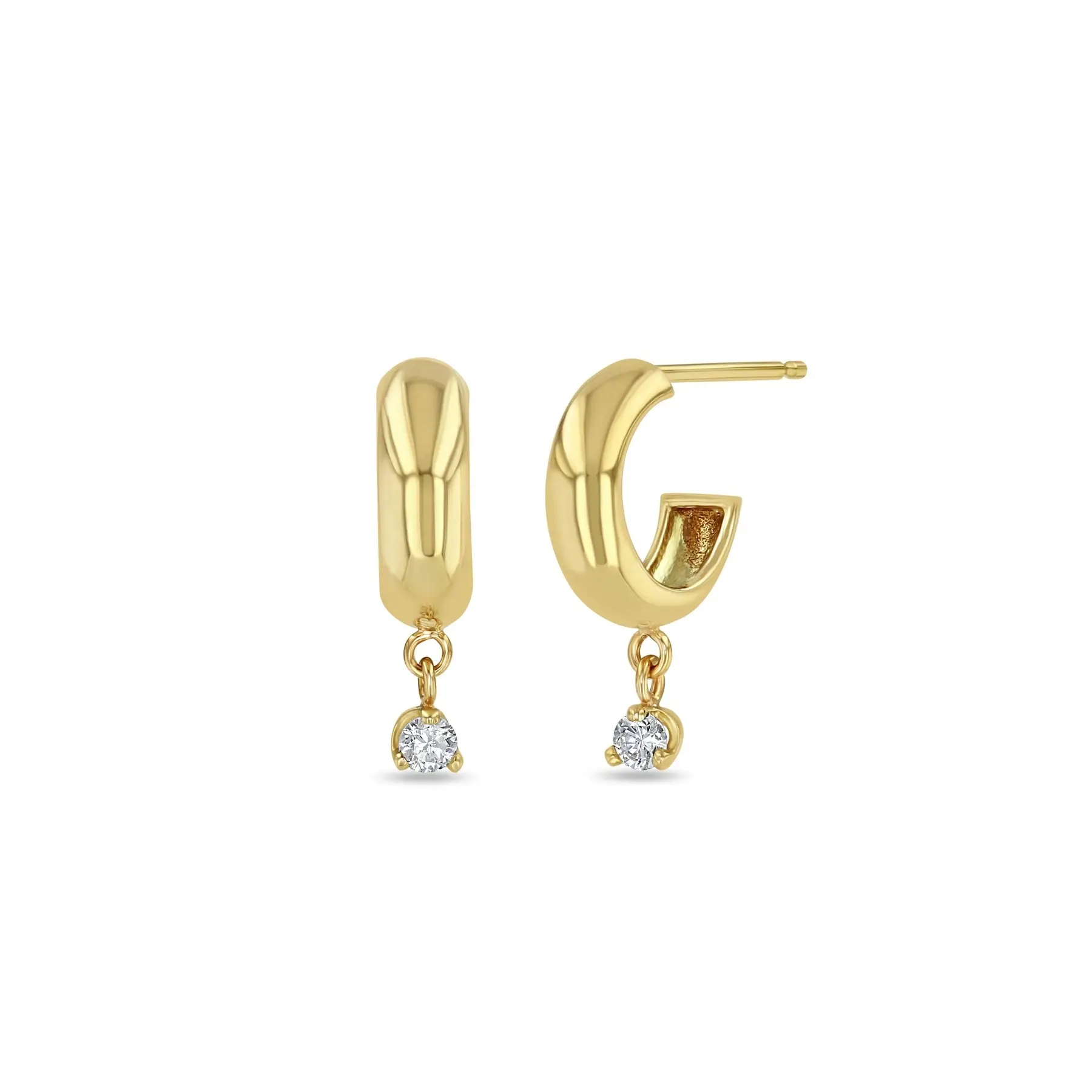 LOZRUNVE-pendientes de aro de Plata de Ley 925, oro de 14k y oro de 18k, con diamantes colgantes, CZ