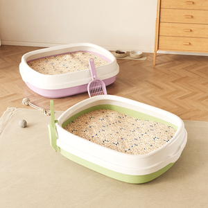 Wholesale Eco-Friendly Plastic <strong>Cat</strong> Litter Box &amp; Accessories Large <strong>Square</strong> Easy Cleaning Sandbox Toilet with Convenient Features - Product Image 1