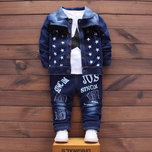 Vêtements pour bébé garçon de style cowboy en gros, ensemble de vêtements pour bébé garçon à la mode, jeans décontractés pour garçons, costumes en denim, ensembles de 3 pièces - Product Image 2