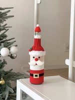 Housse de bouteille de vin tricotée Père Noël en fibre acrylique, décor de vacances Élan/Bonhomme de neige