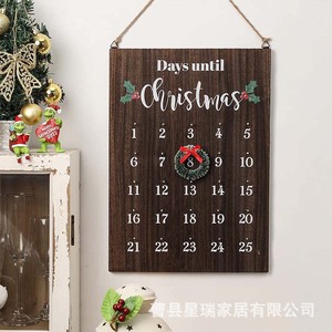 Calendrier de l'Avent mural en bois, design rectangulaire vertical moderne style ferme, décoration de compte à rebours pour les fêtes - Product Image 1