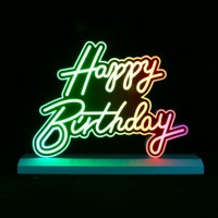Letrero LED para Discoteca con Mensaje de Feliz Cumpleaños, Presentador de Botellas, Servicio VIP con Letras Intercambiables, Letrero Personalizado