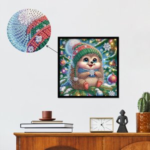 Kit de Pintura de Diamantes Creativo de 30*30CM con Diseño de <span class=keywords><strong>Erizo</strong></span> Navideño, Taladros de Cristal de Forma Irregular, Pintura de Diamantes DIY de Navidad para Principiantes - Product Image 3