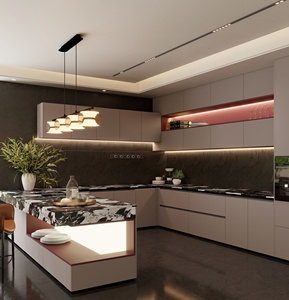 Customized Modern <strong>Kitchen</strong> Cabinet in <strong>Black</strong> Lacquer Finish Solid <strong>Wood</strong> with Door Panel Surface Includes Faucet <strong>Accessory</strong> - Product Image 6