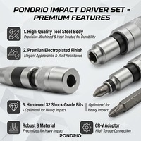 PONDRIO – Kit de visseuse à chocs industrielle robuste 1/2 pouce, 13 embouts S2 en acier au chrome-vanadium, adaptateurs pour boulons rouillés, automobile