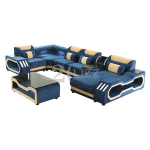 American Style Living Room Furniture LED <strong>Sofa</strong> Leather Functional <strong>Corner</strong> <strong>Sofa</strong> Set - Product Image 1