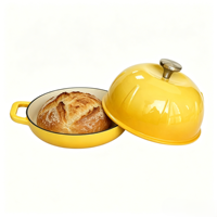 Four à pain en fonte émaillée jaune, cloche à pain rond à levain avec couvercle bombé, vente en gros