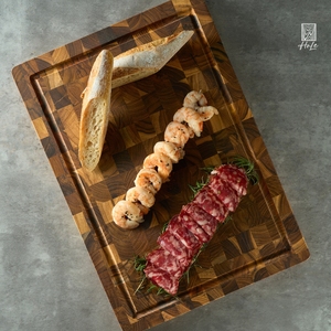 Ventes directes usine Planches à découper en bois massif biologique à grain transversal en teck tropical extra épais pour les grosses grillades - Product Image 1