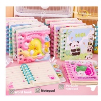 Carnet A7 Y622 pour enfants, couverture en papier spirale, style dessin animé mignon kawaii, format poche, idéal comme cadeau