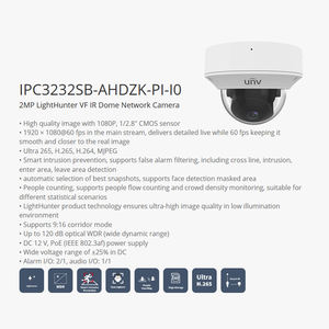 Cámara de red domo VFIR LightHunter de 2MP para exteriores, alarma de visión nocturna, POE, AI, IP67 - Product Image 2