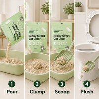 Fabricant OEM, vente en gros de litière pour chat en tofu de fibres de soja naturelles, 1,5 mm, jetable aux toilettes, à agglomération rapide, sable de tofu