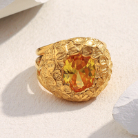 Bague en plaqué or avec zircon jaune sculpté Dreamidea Bijoux d'inspiration vintage pour styles rétro et bohème