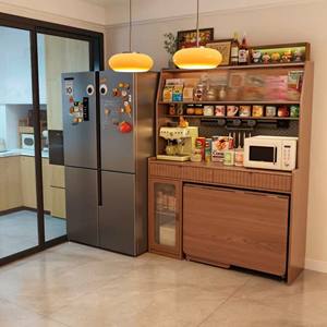 Warm Oak Retro Dining <b>Sideboard</b> - Integrated Coffee Bar & Multi-Zone Storage, Compact <b>Kitchen</b>-Dining Hub for Family Homes - Product Image 4