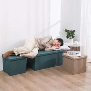 كرسي عثماني حديث قابل للطي 76*38*38 سم متعدد الاستخدامات للمنزل وغرفة المعيشة والأثاث ومدخل قماشي من الكتان للتخزين والورشة والمدرسة - Product Image 5