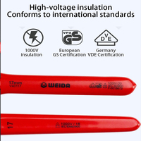 WEIDA VDE Bersertifikat Terisolasi 1000V IEC 60900 8mm Kunci Pas Listrik Profesional Ujung Terbuka WH72608 Alat Perbaikan